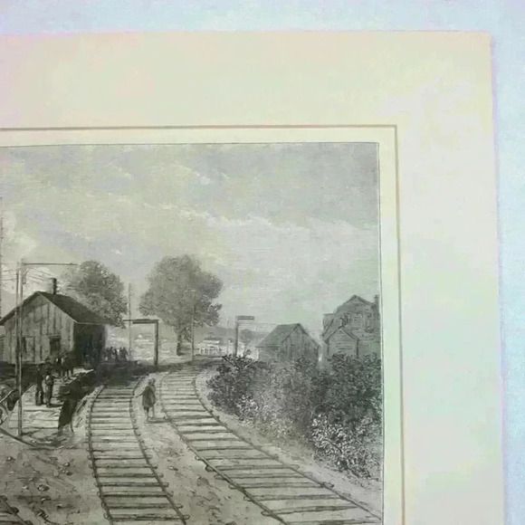 Art Print Revere Massachusetts Railroad Train Wreck Scene Antique 1871 RARE - Picture 5 of 12